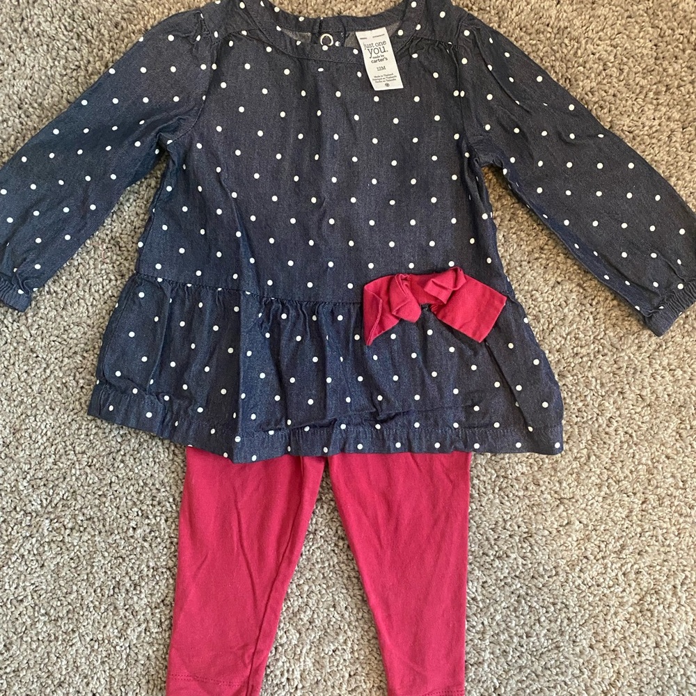 12m girls set. Polka dot